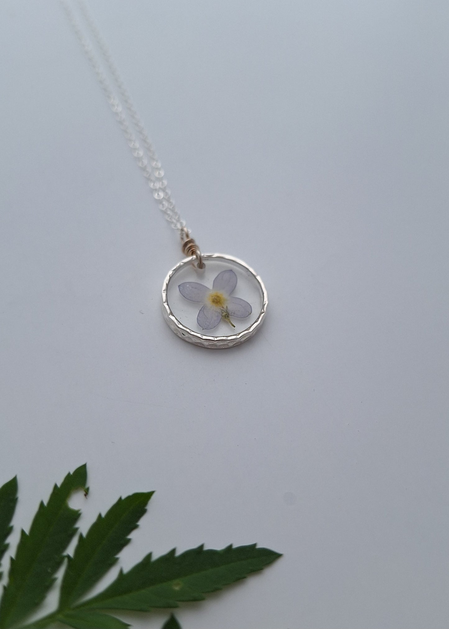 Little Bluet Necklace - pressed flower