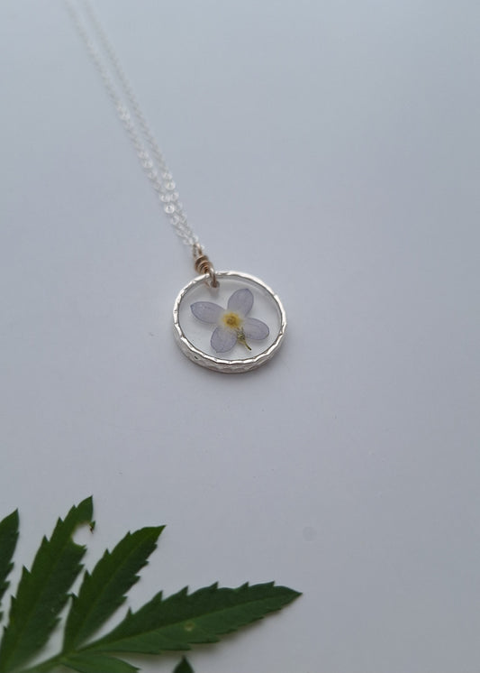 Little Bluet Necklace - pressed flower