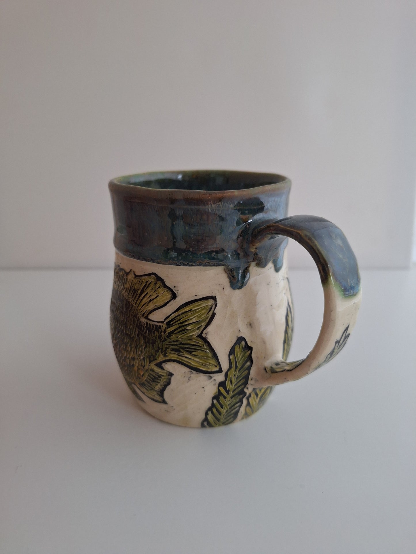 Hand-carved Fish Mug, color
