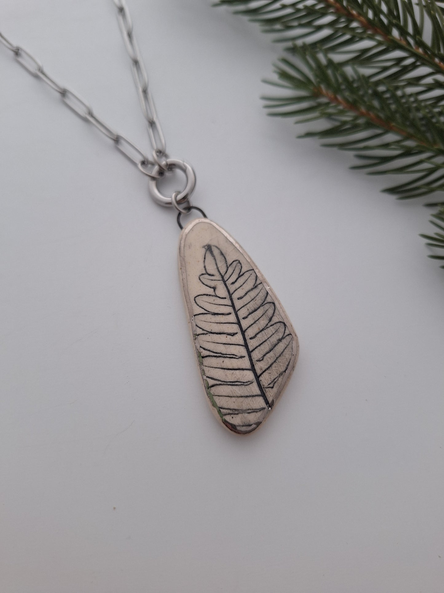 Braken Fern Ceramic Necklace