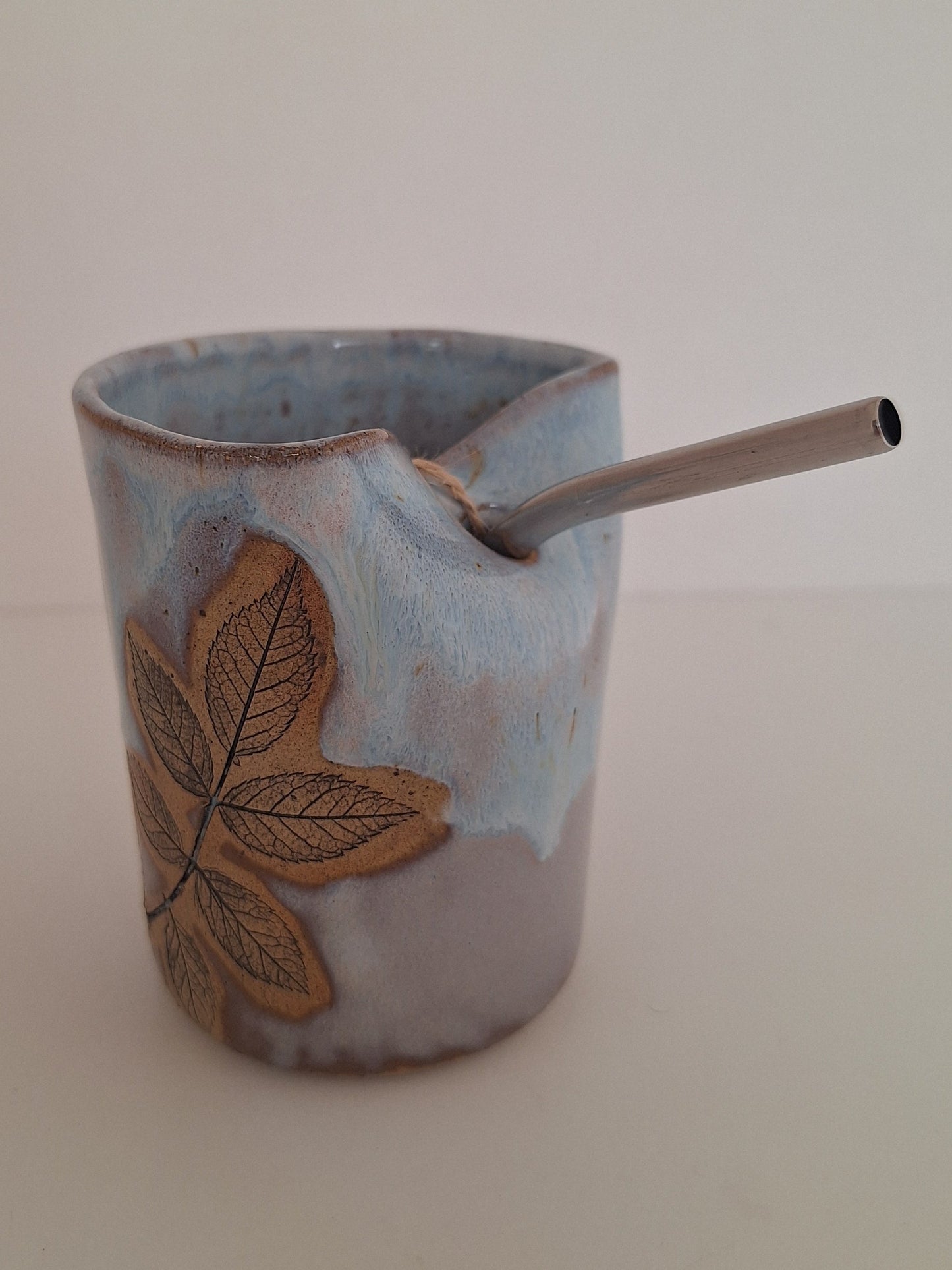 Cocktail Sipper - Botanical Imprint, multiflora rose - straw included