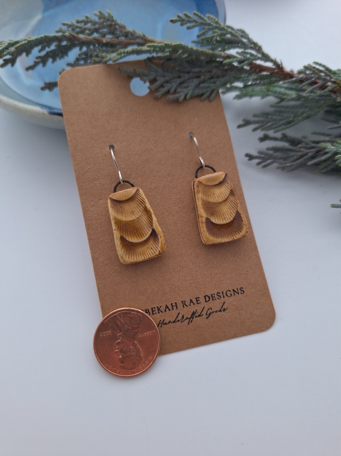Textured Ceramic Earrings - Sterling