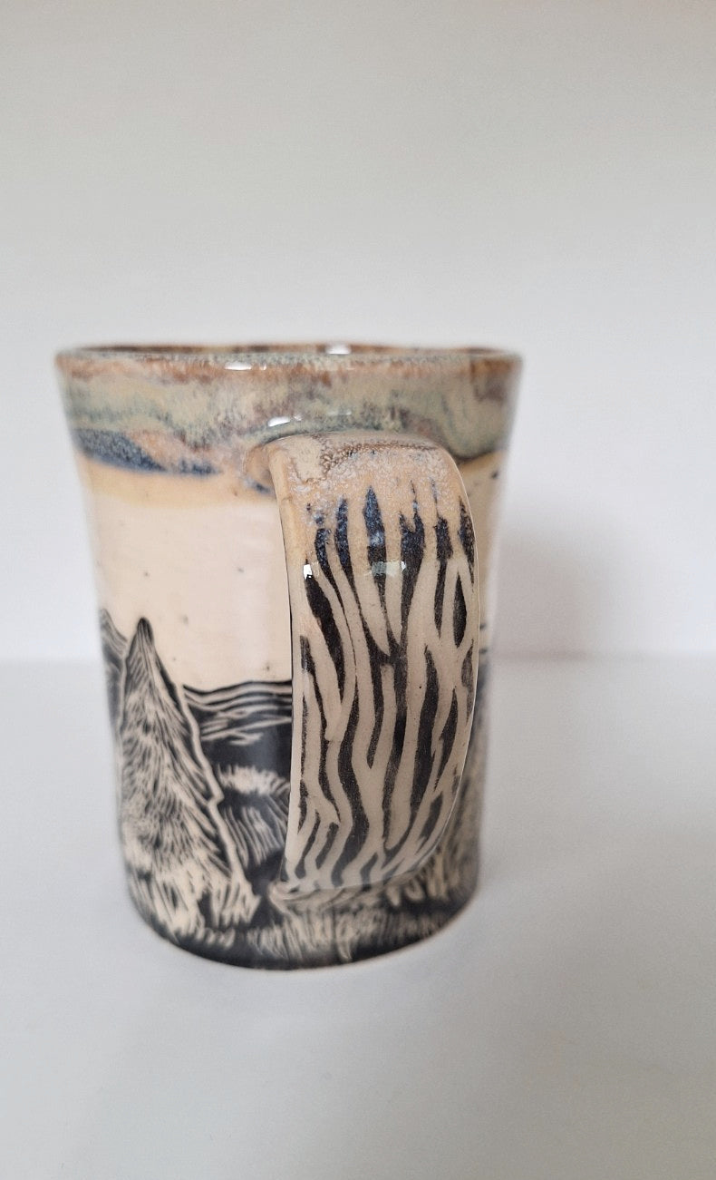 Mountain Elk Mug - Hand carved / sgraffito