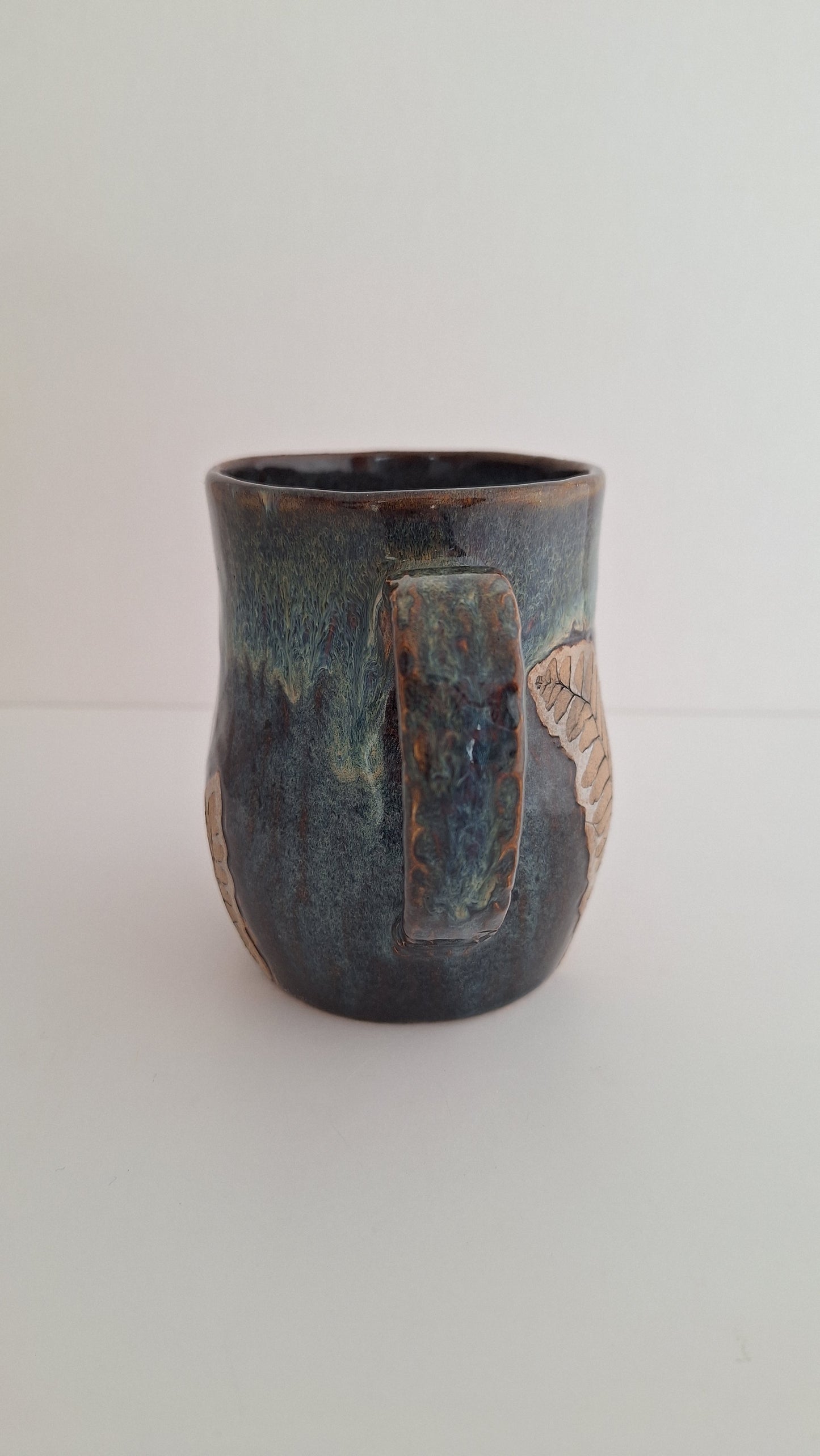 Hand Pressed Botanical Stoneware Mug – Maidenhair Fern, One of a Kind Handmade Mug