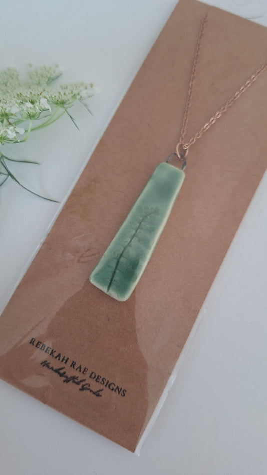 Botanical Imprint Necklace, ceramic