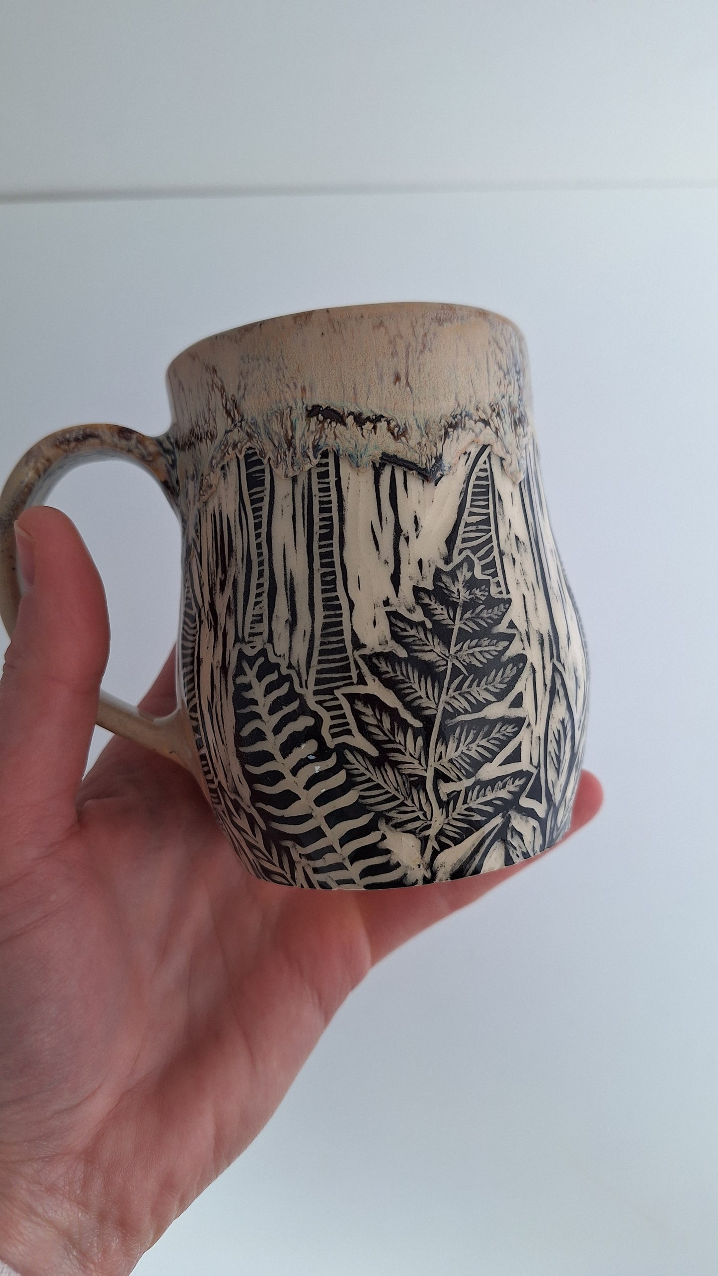 Hand-carved Fern Forest Mug