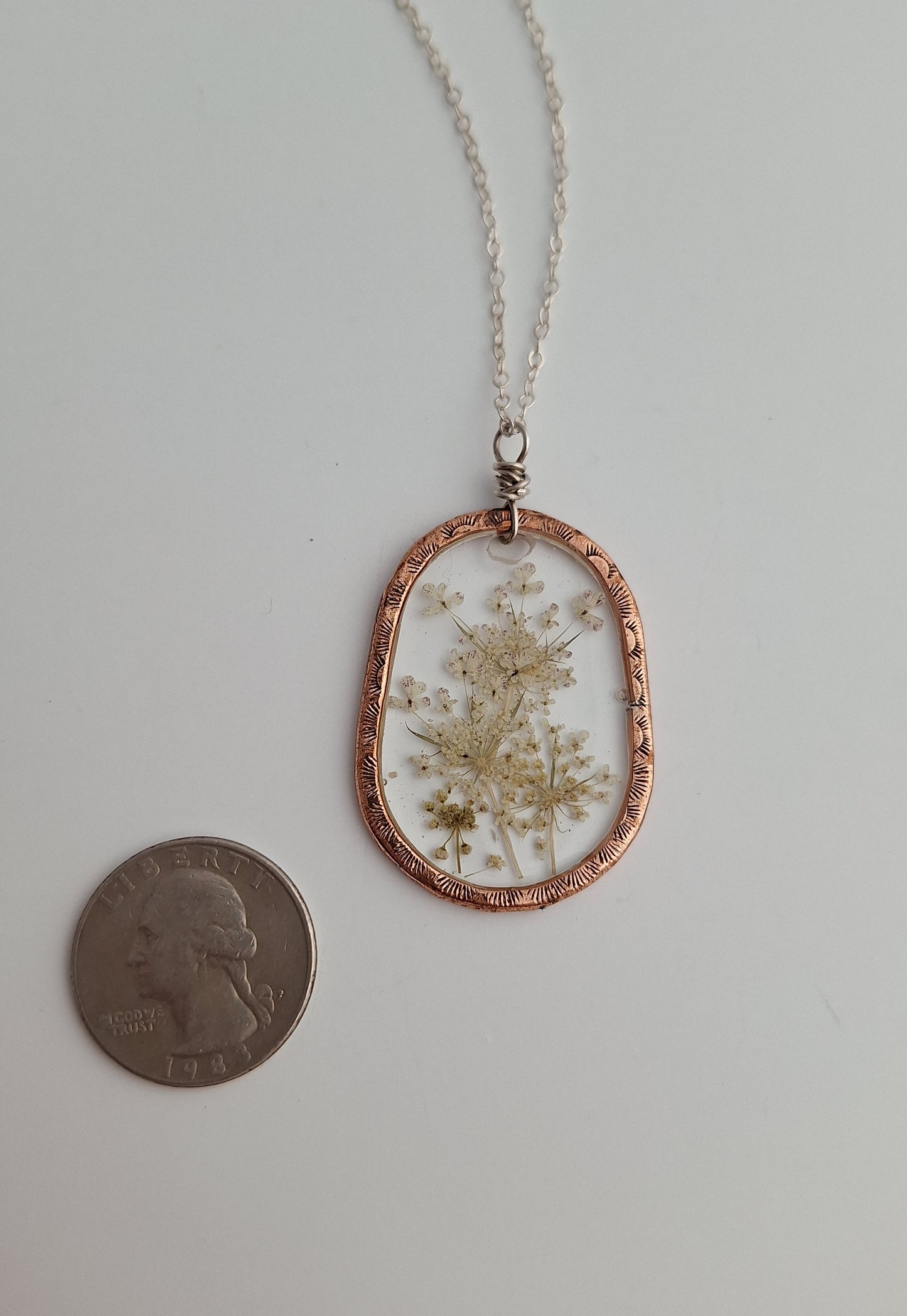 Queen Annes Lace Necklace - pressed flowers