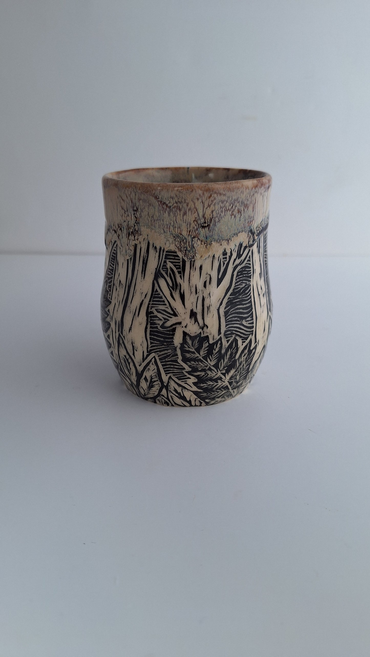 Hand-carved Fern Forest Mug