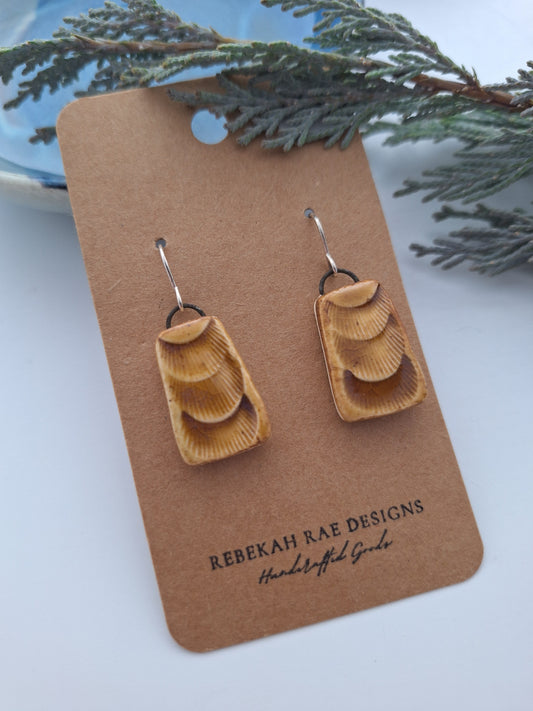 Textured Ceramic Earrings - Sterling