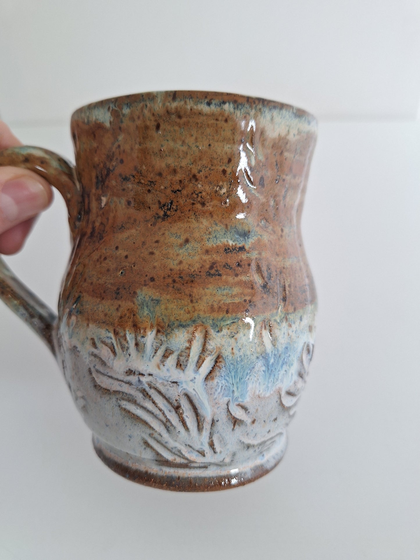 Hand Carved Stoneware Mug – Earthy Texture - One of a Kind Mug