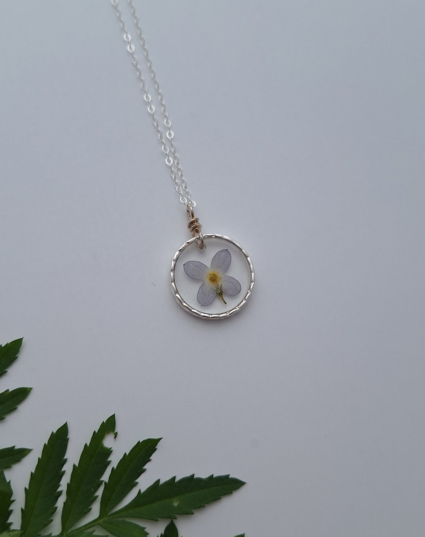 Little Bluet Necklace - pressed flower