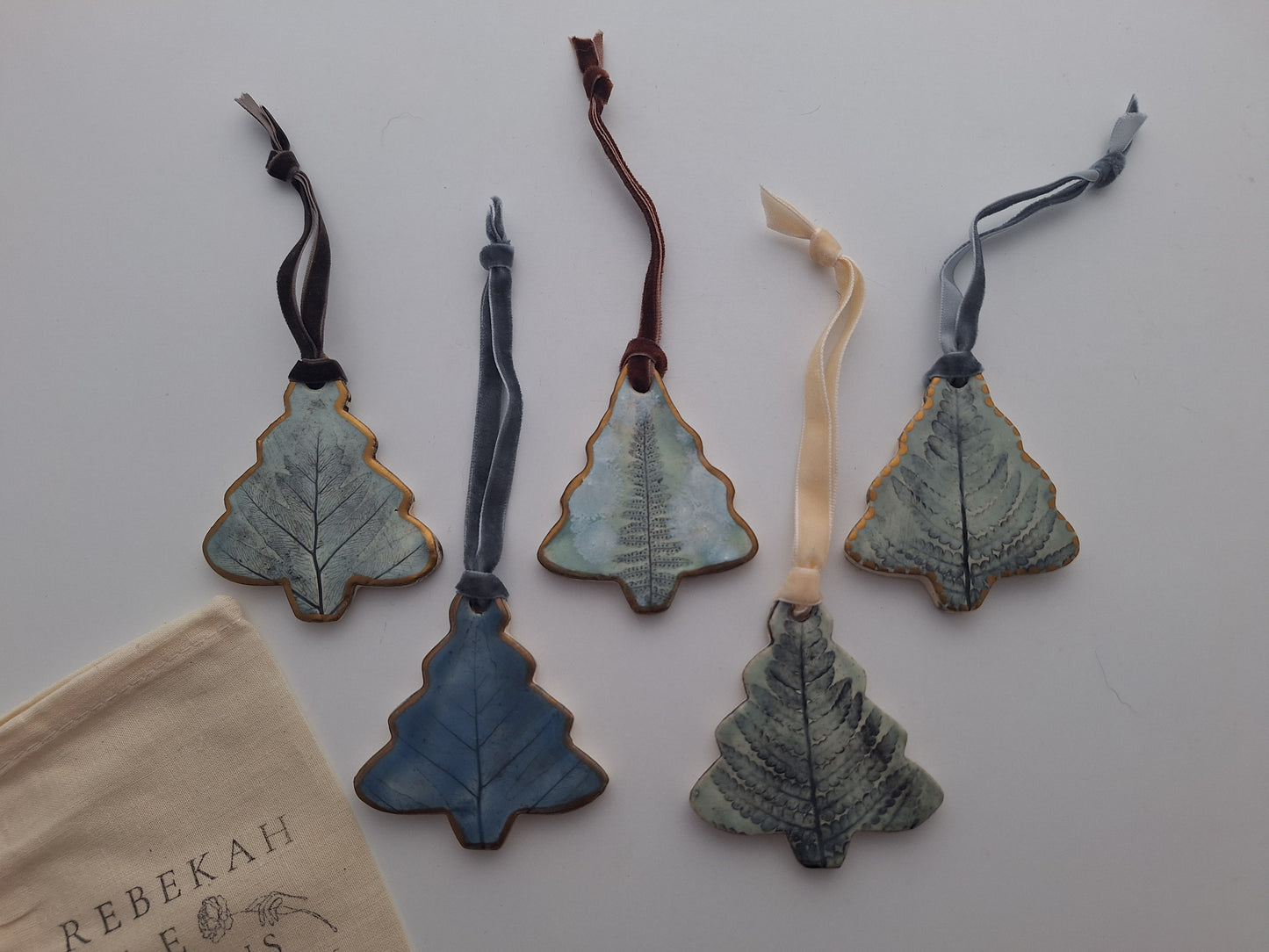 Fern Tree Ornaments - Blue & aqua