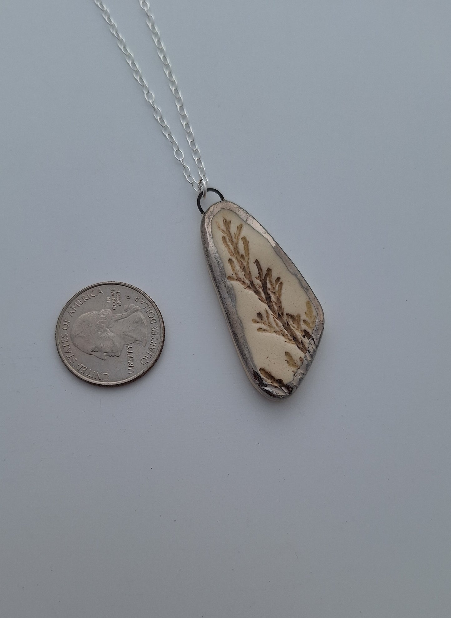 Long Juniper Necklace - Ceramic - Silver