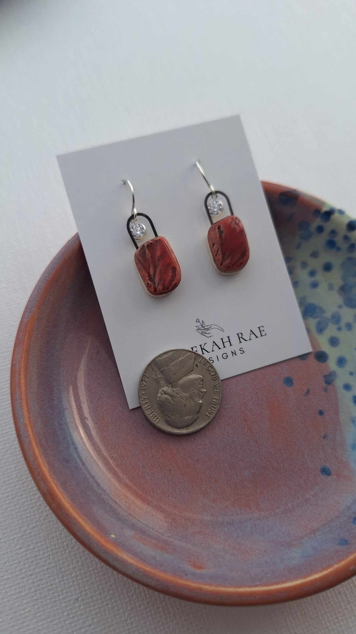 Botanical Stoneware Earrings – Sterling Silver Ear Wires – One of a Kind
