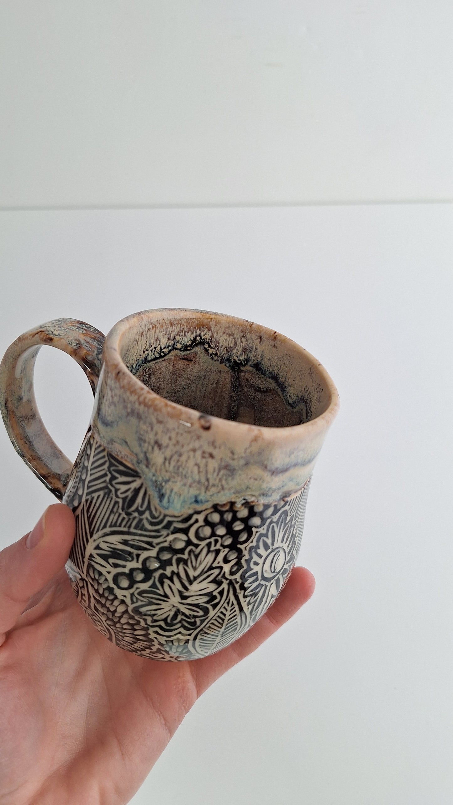Hand-carved Botanical Mug