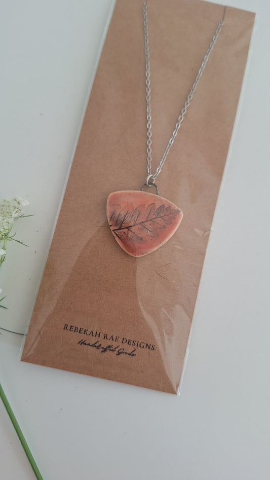 Botanical Imprint Necklace, ceramic