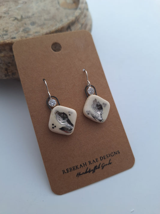 Multiflora Ceramic Earrings - Sterling