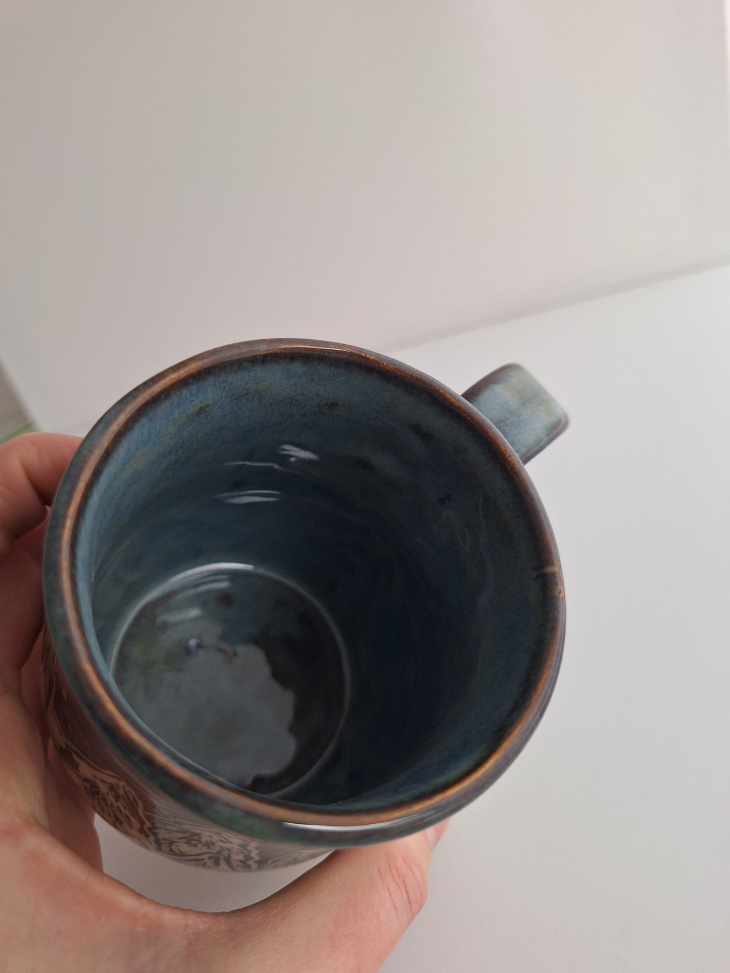 Hand-carved Snowy Cabin Mug