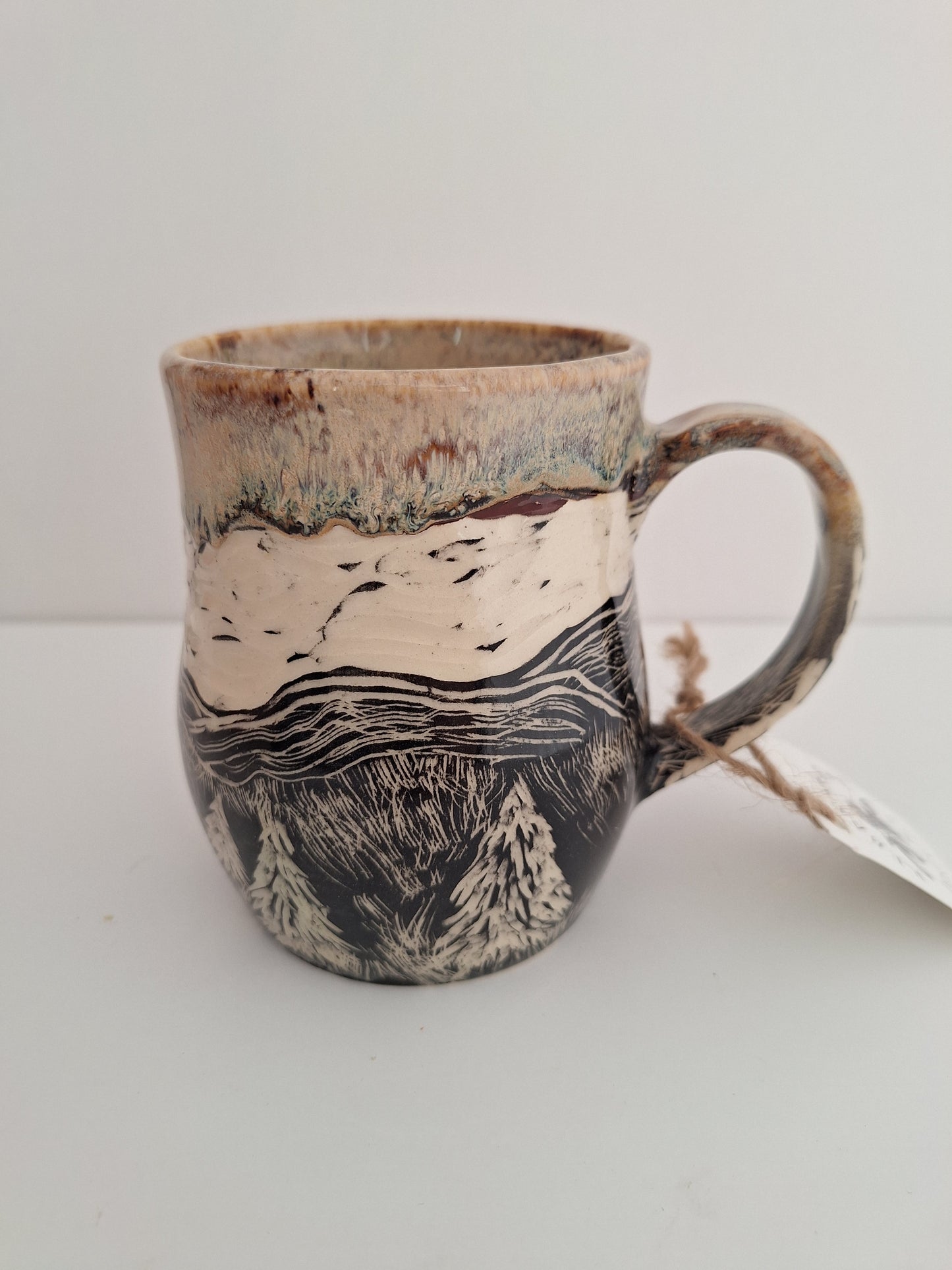 Hand-carved Mountain Cabin Mug