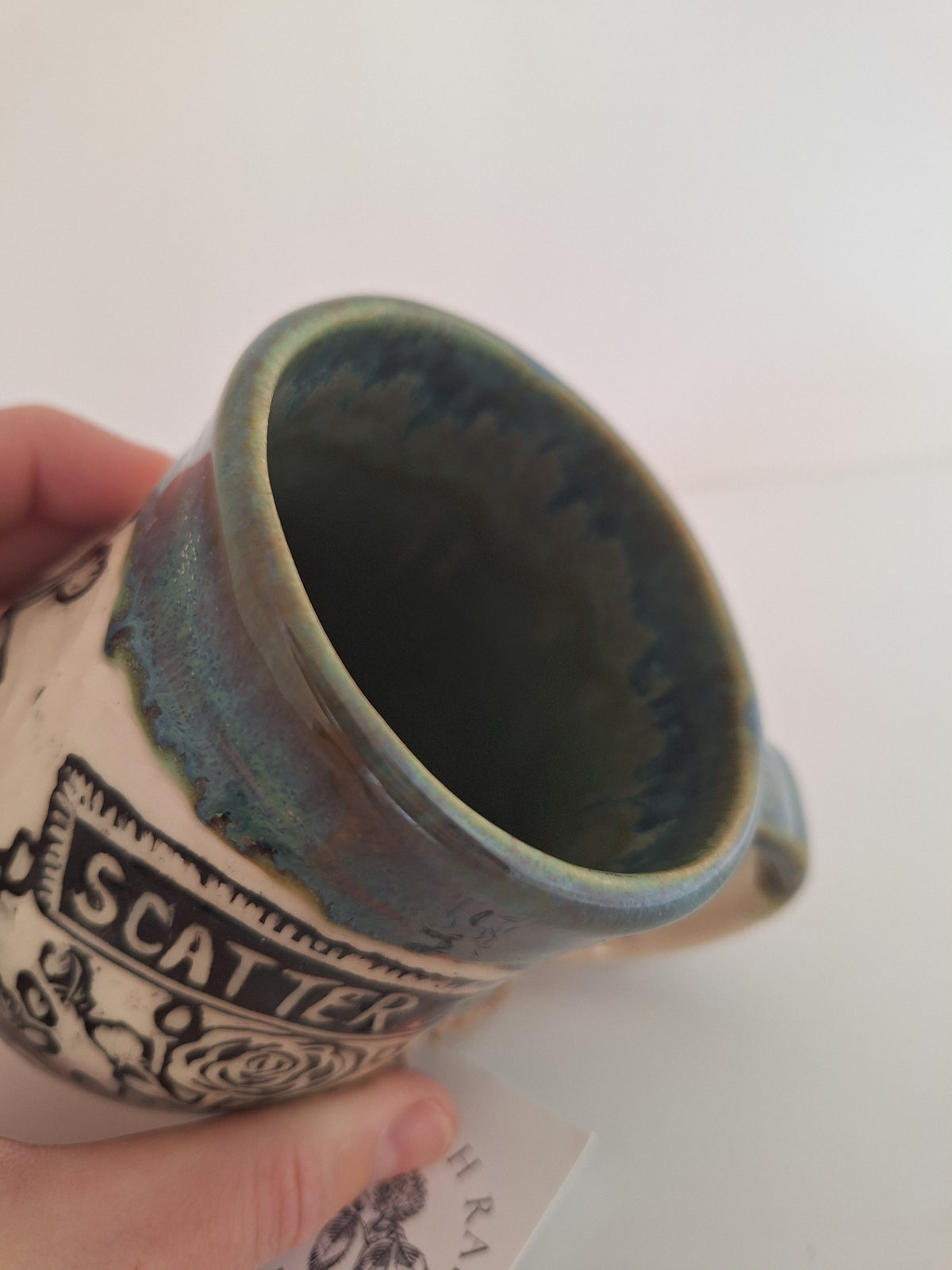 Scatter Joy Mug - Hand Carved Botanical Stoneware - Sgraffito
