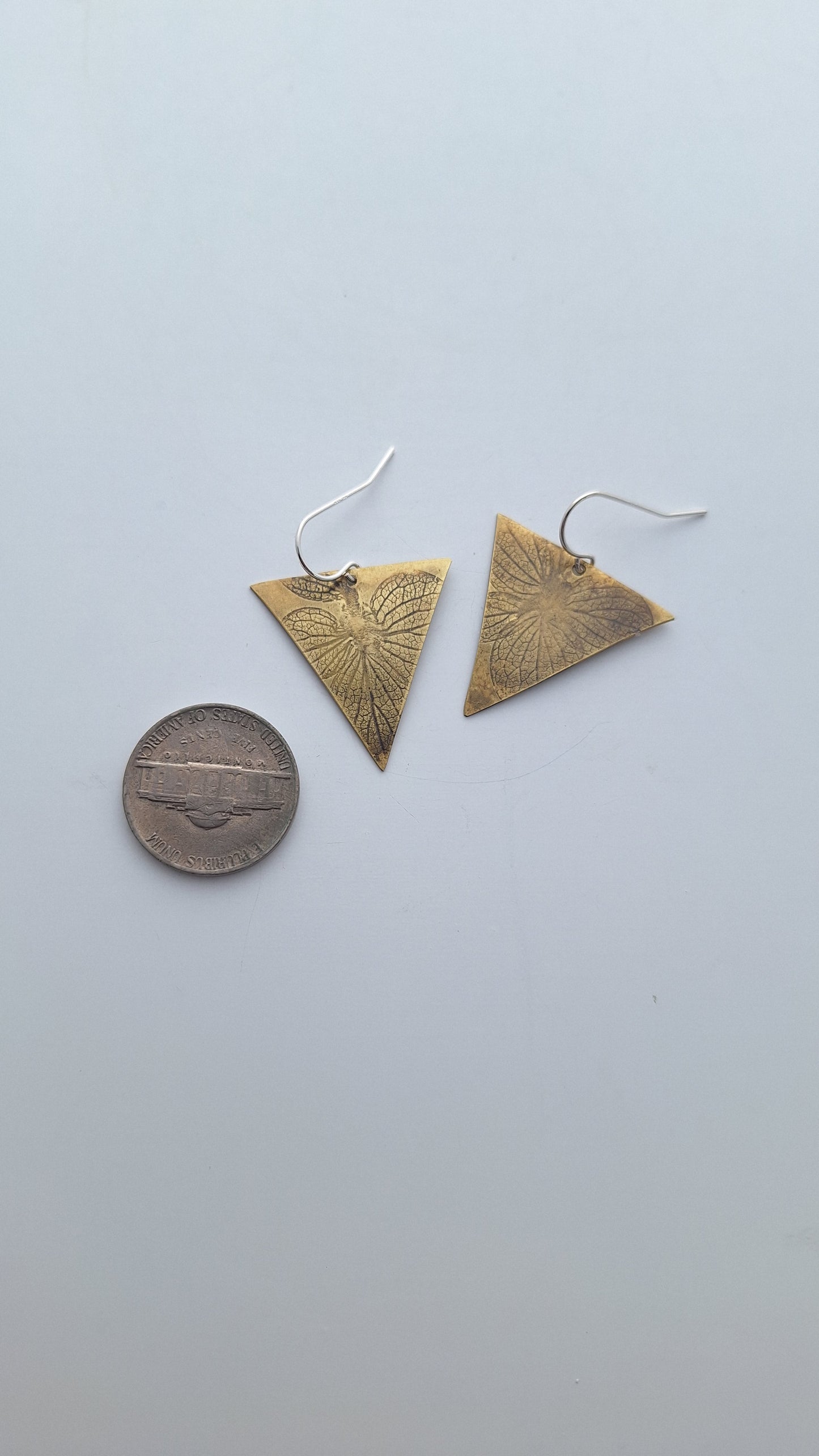 Pressed Hydrangea Brass Earrings — Botanical Imprint (One of a Kind)