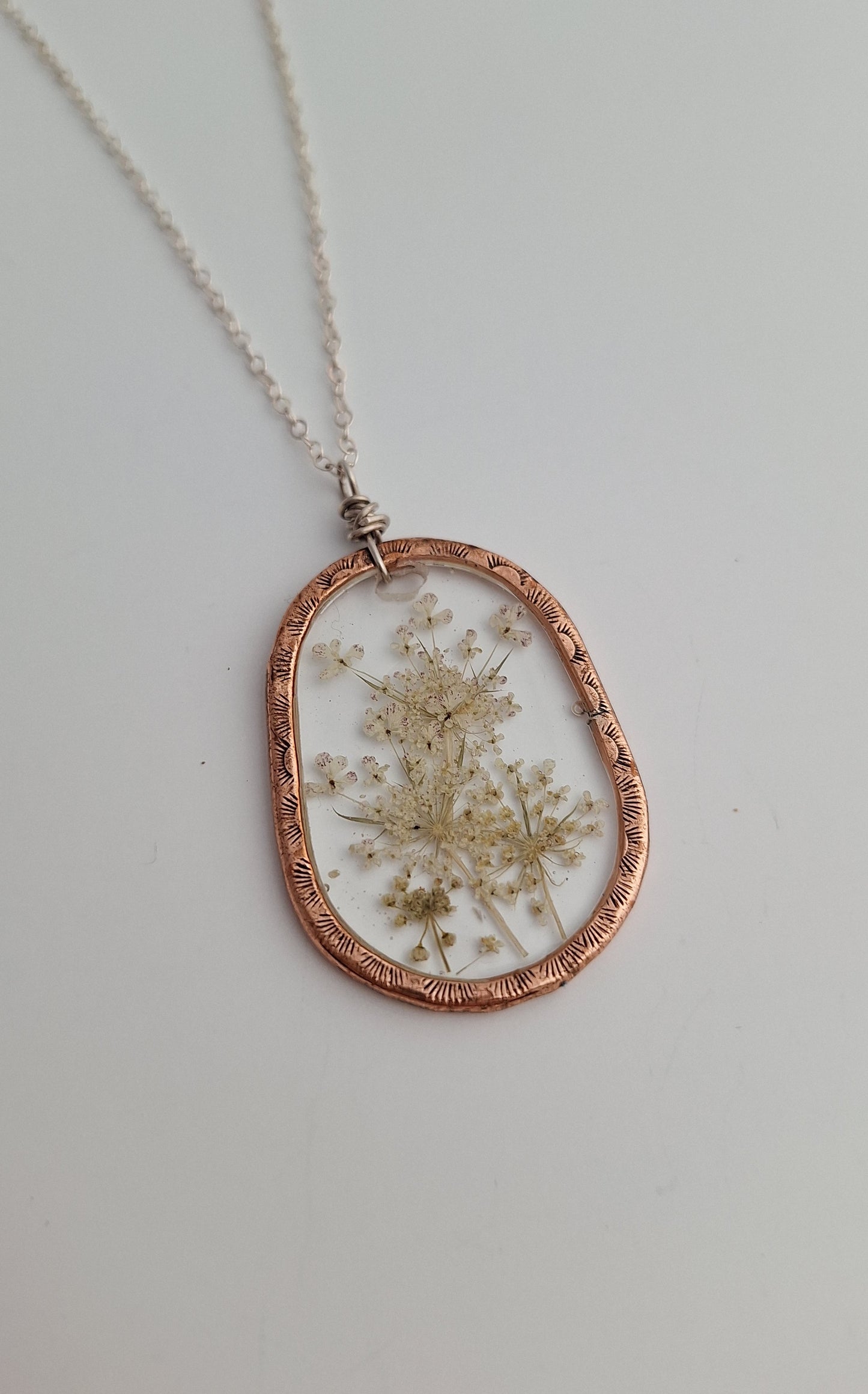 Queen Annes Lace Necklace - pressed flowers