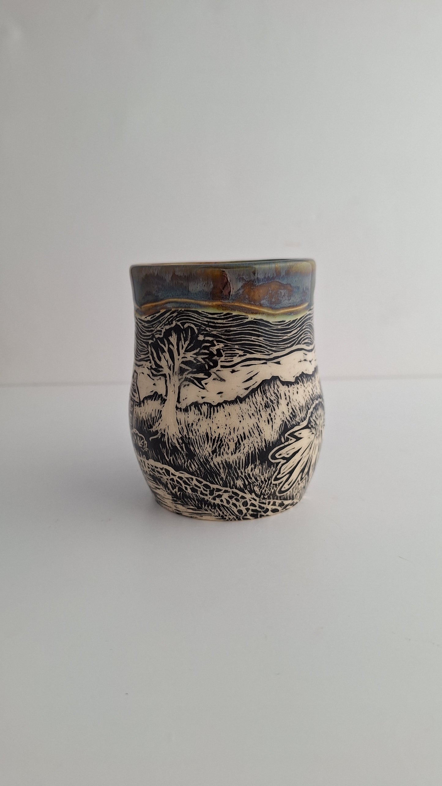 Hand-carved Farmhouse Mug