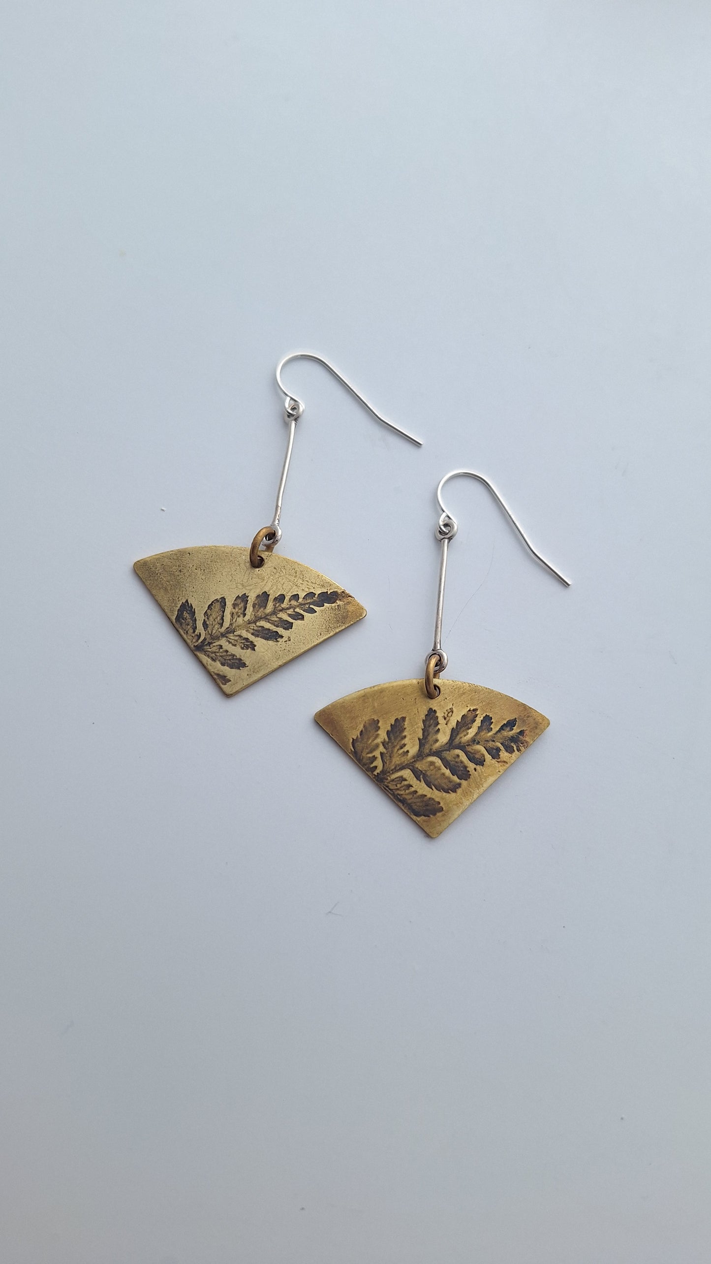 Pressed Wild Fern Brass Earrings — Botanical Imprint (One of a Kind)