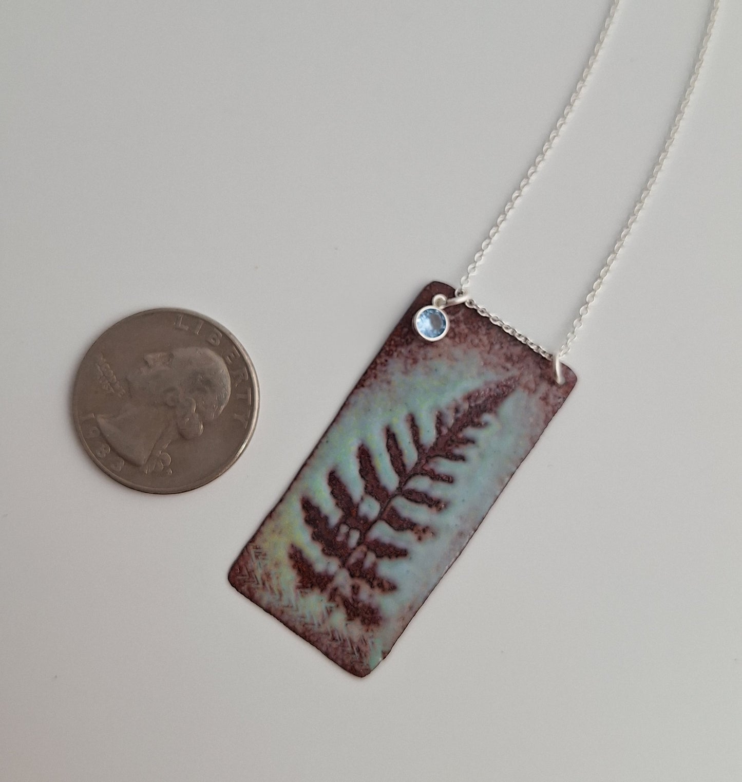 Patinaed Blue Fern Necklace