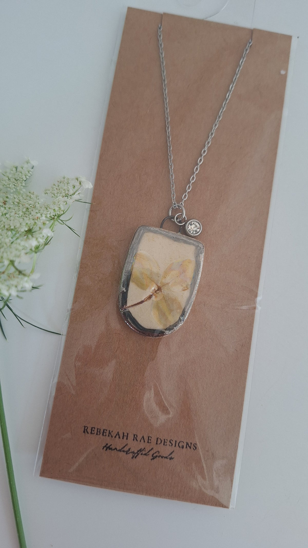 Botanical Imprint Necklace, ceramic