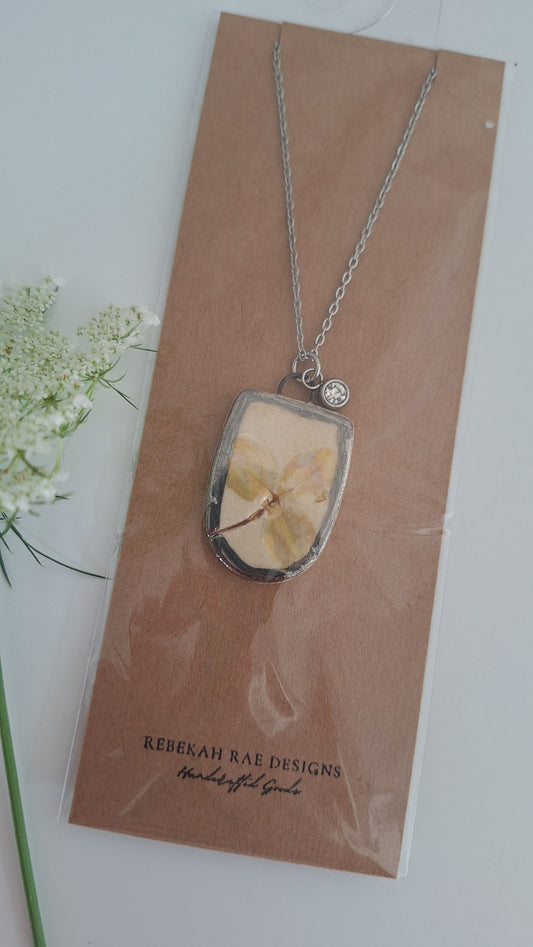 Botanical Imprint Necklace, ceramic