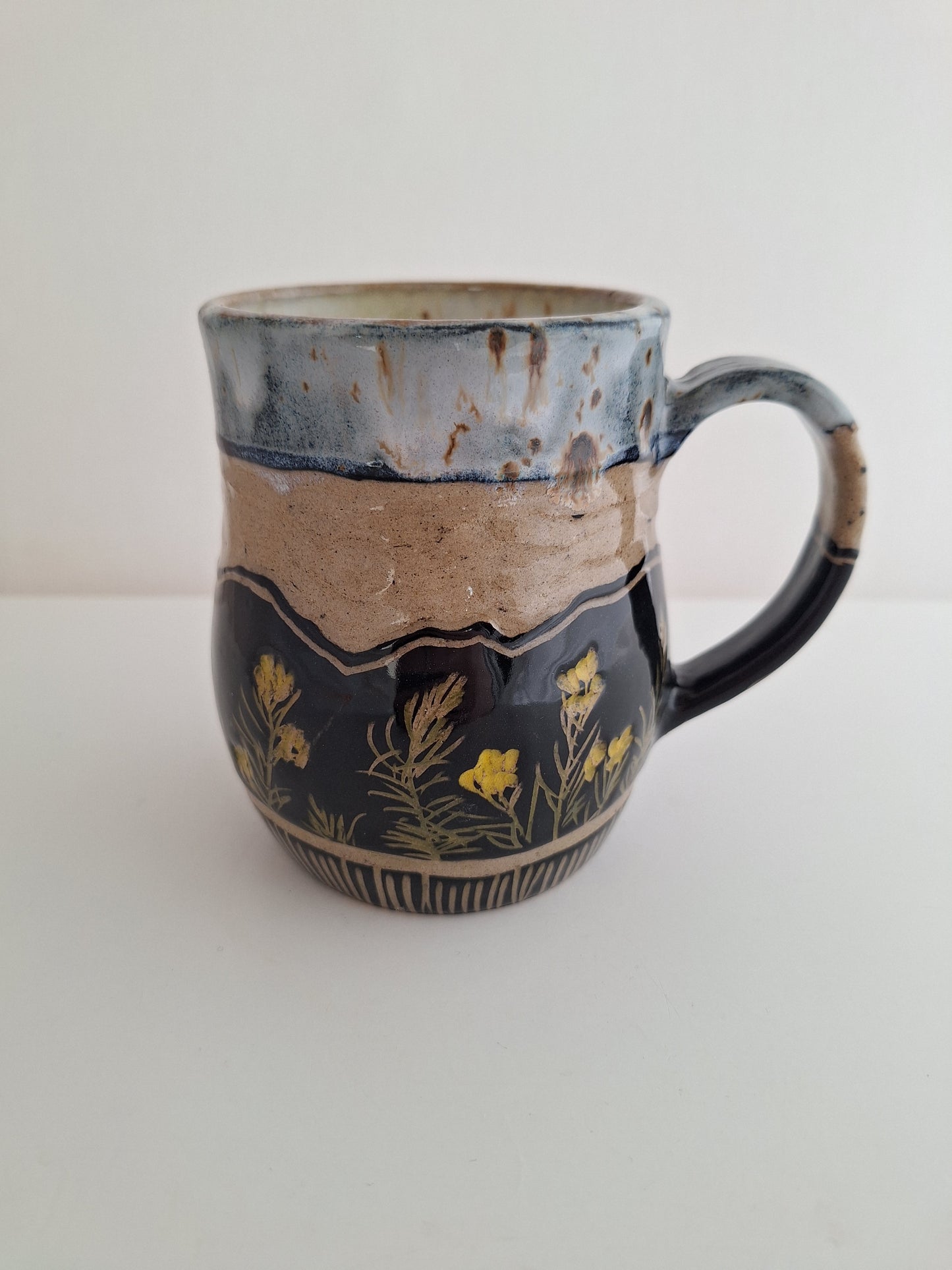 *Perfectly Imperfect* Hand-Carved Mountain Mug – One of a Kind Stoneware Mug