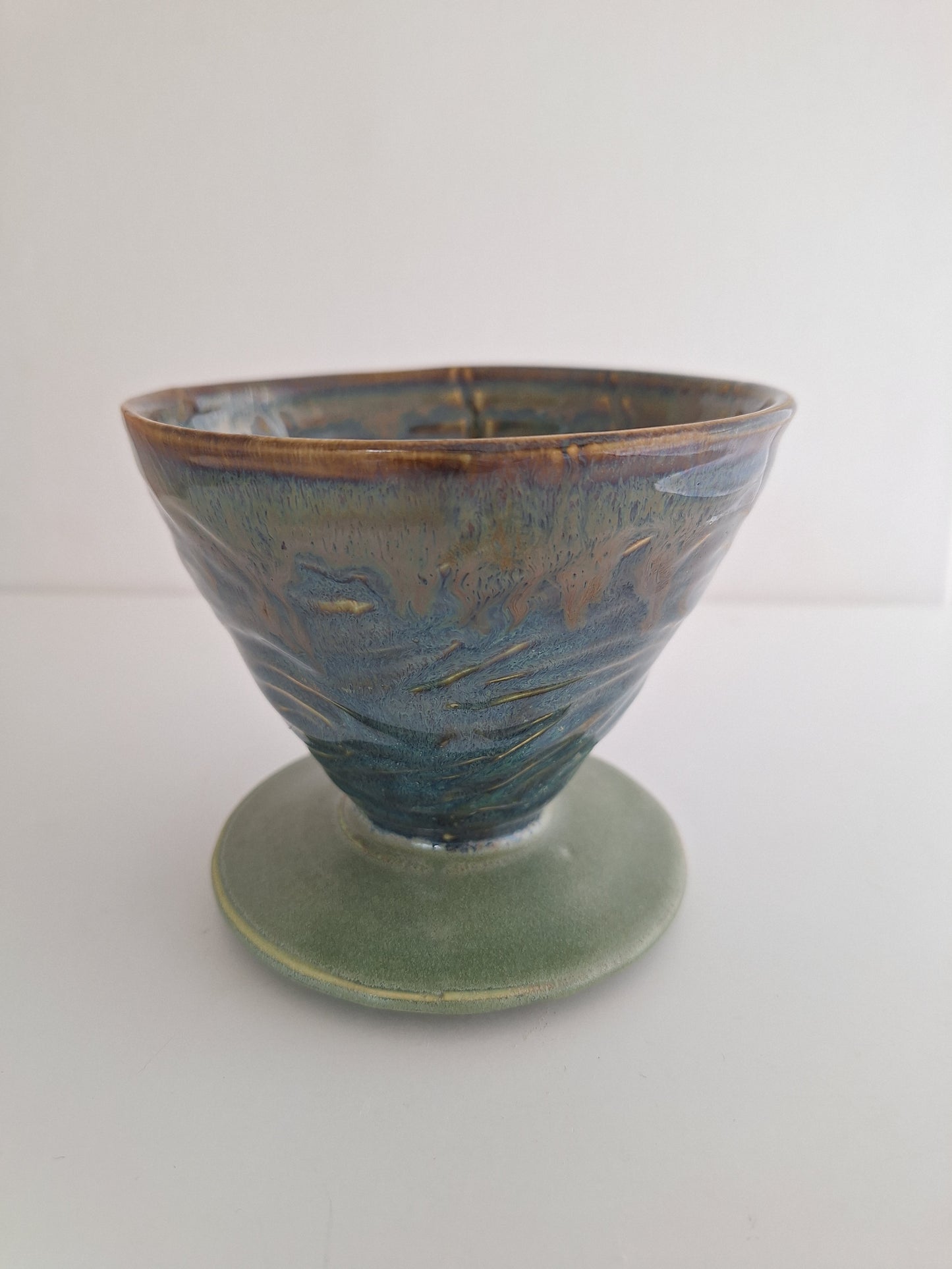 Hand-Carved Pour Over Coffee Dripper, Stoneware