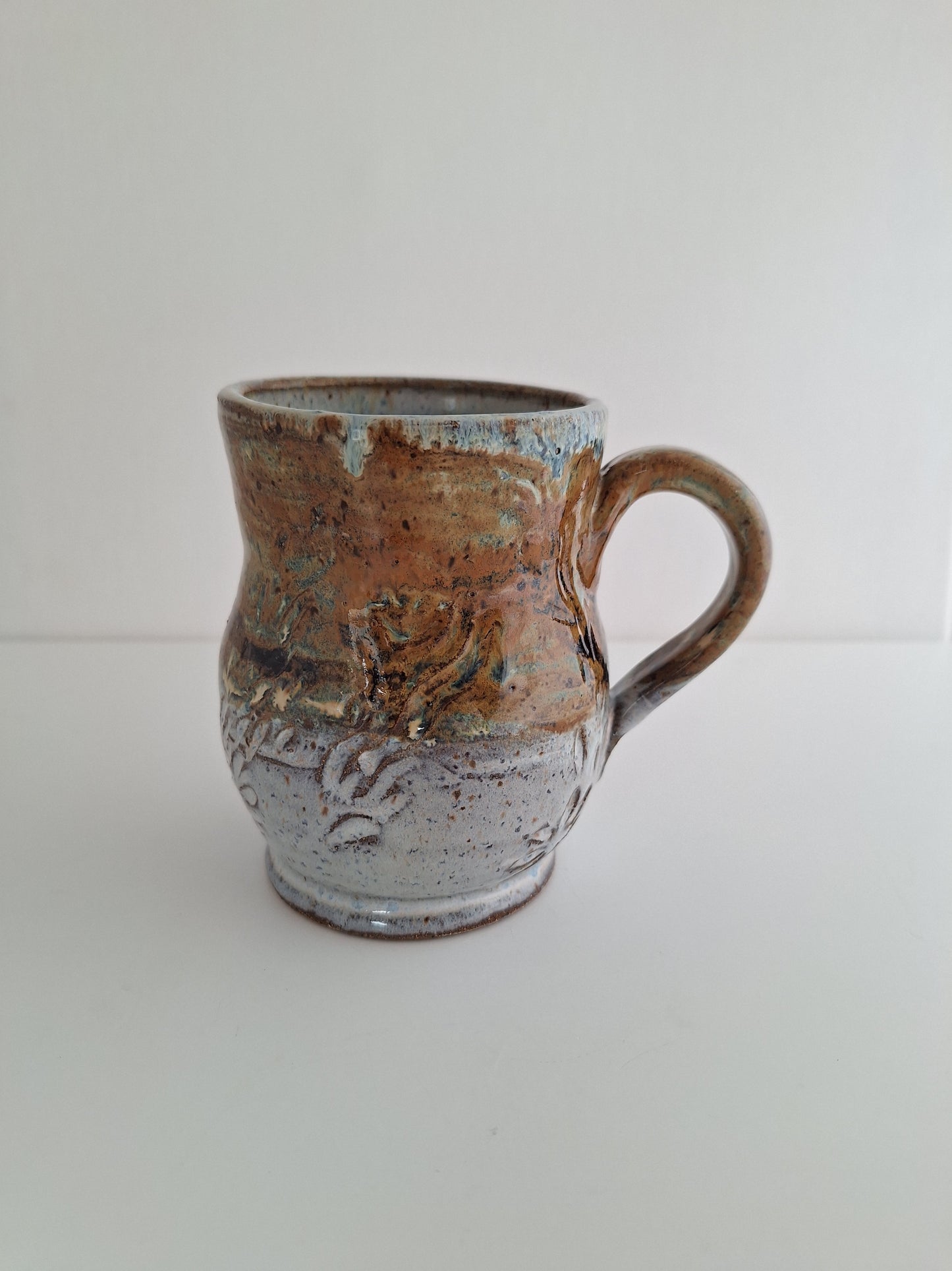 Hand Carved Stoneware Mug – Earthy Texture - One of a Kind Mug