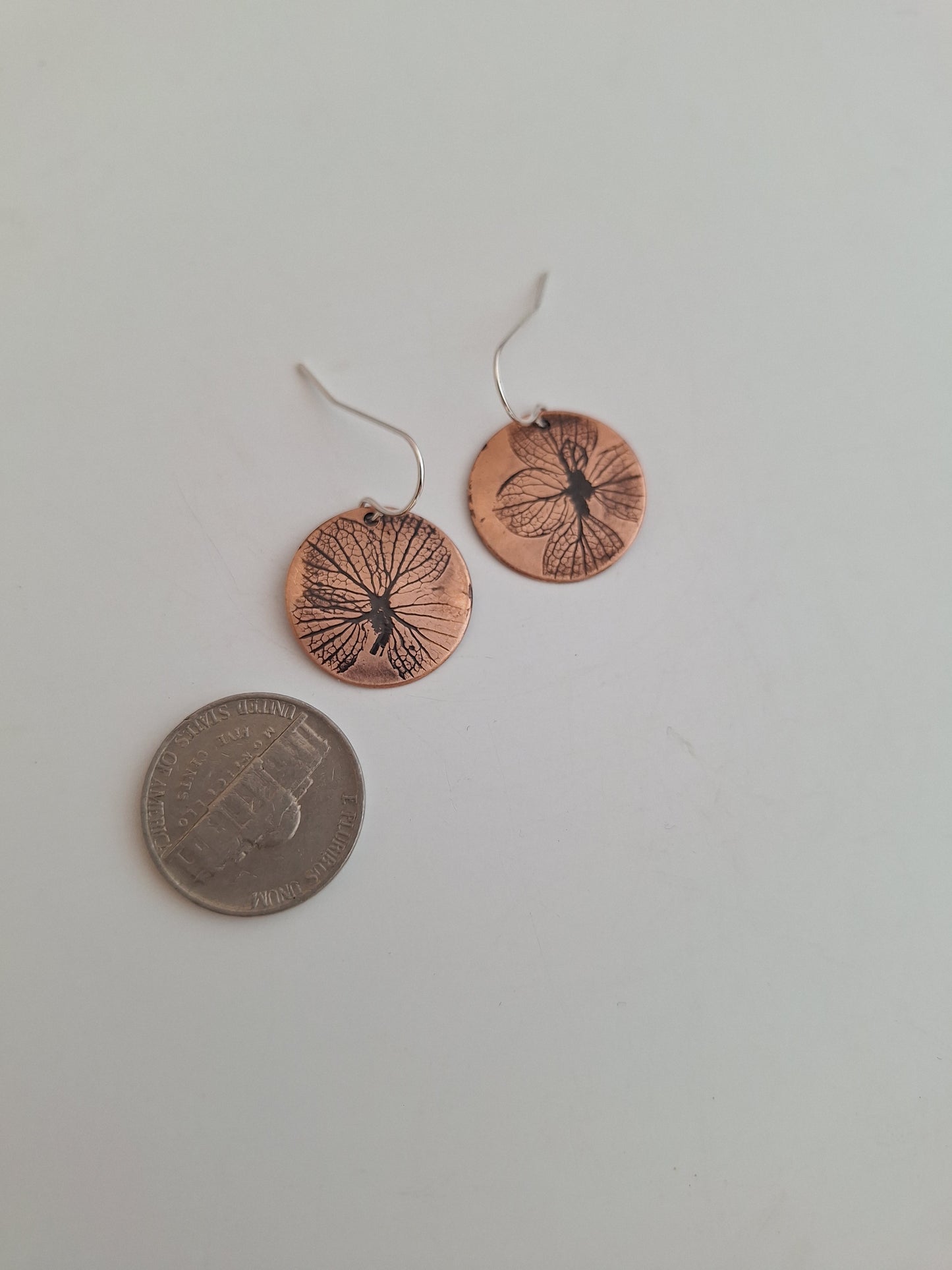 Pressed Hydrangea Copper Earrings — Botanical Imprint (One of a Kind)
