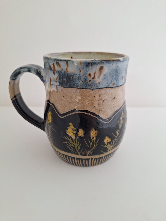 *Perfectly Imperfect* Hand-Carved Mountain Mug – One of a Kind Stoneware Mug