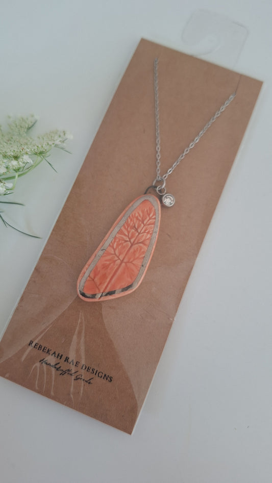 Botanical Imprint Necklace, ceramic