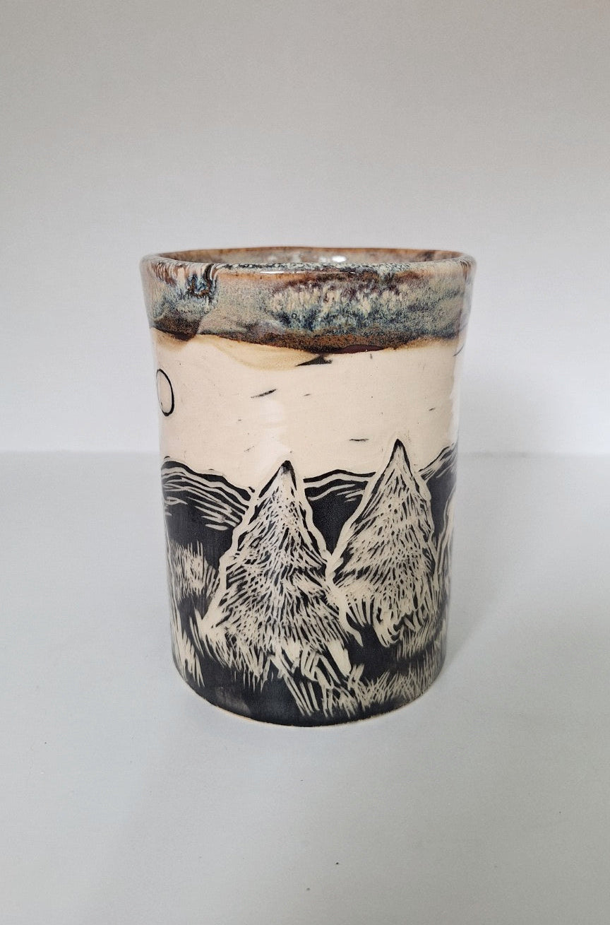 Mountain Elk Mug - Hand carved / sgraffito