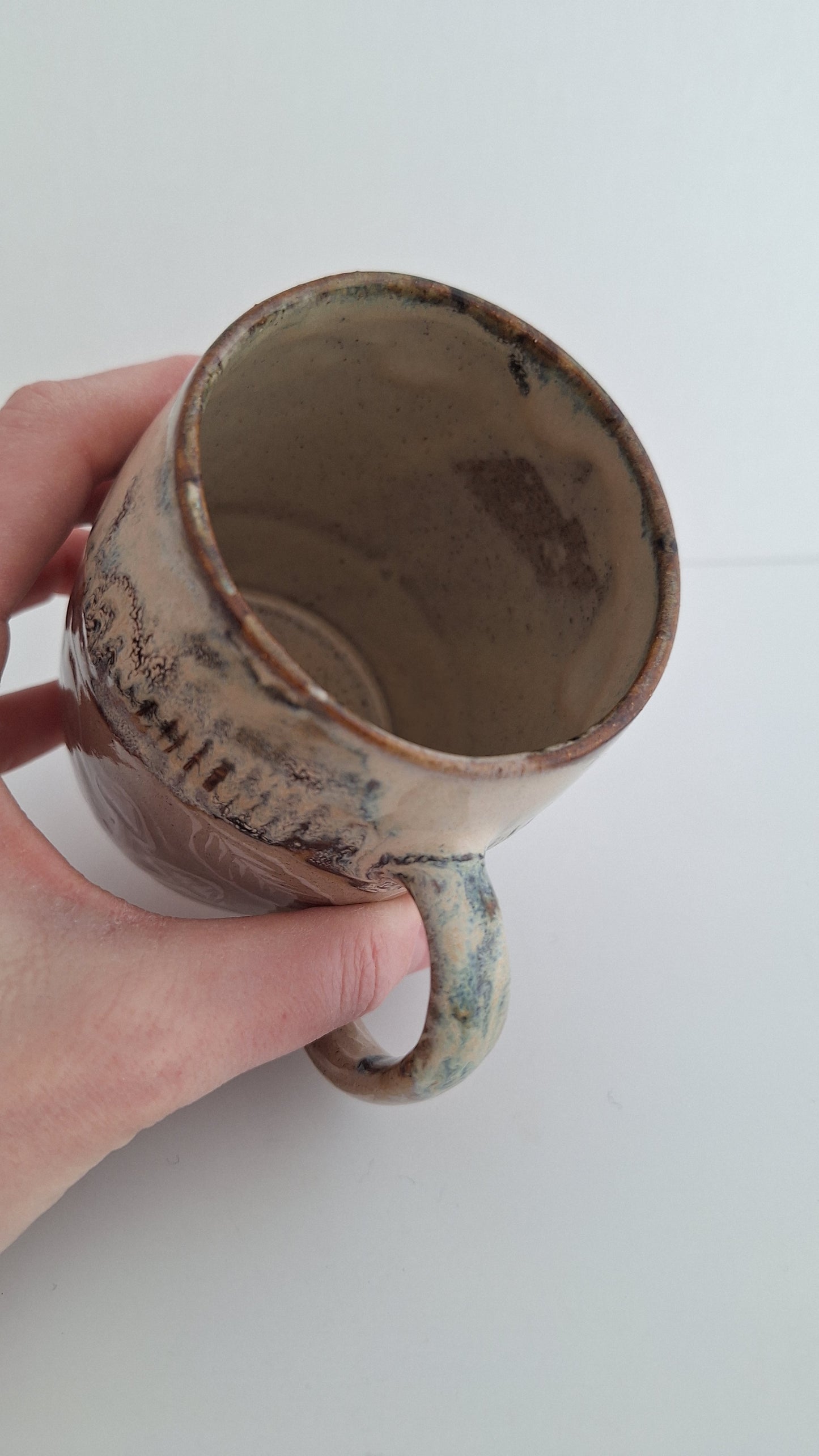 Hand Carved Botanical Stoneware Mug – Woodland Treasures - One of a Kind Sgraffito Mug