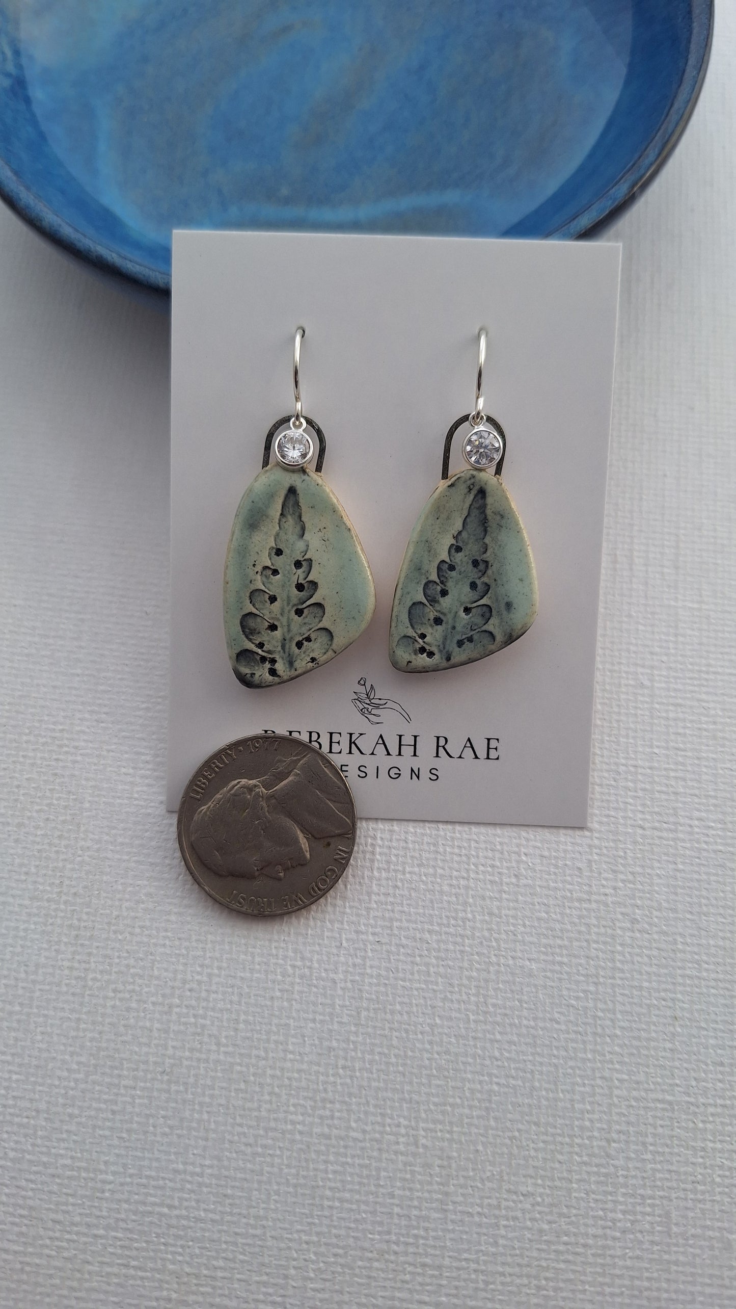 Botanical Stoneware Earrings – Sterling Silver Ear Wires – One of a Kind