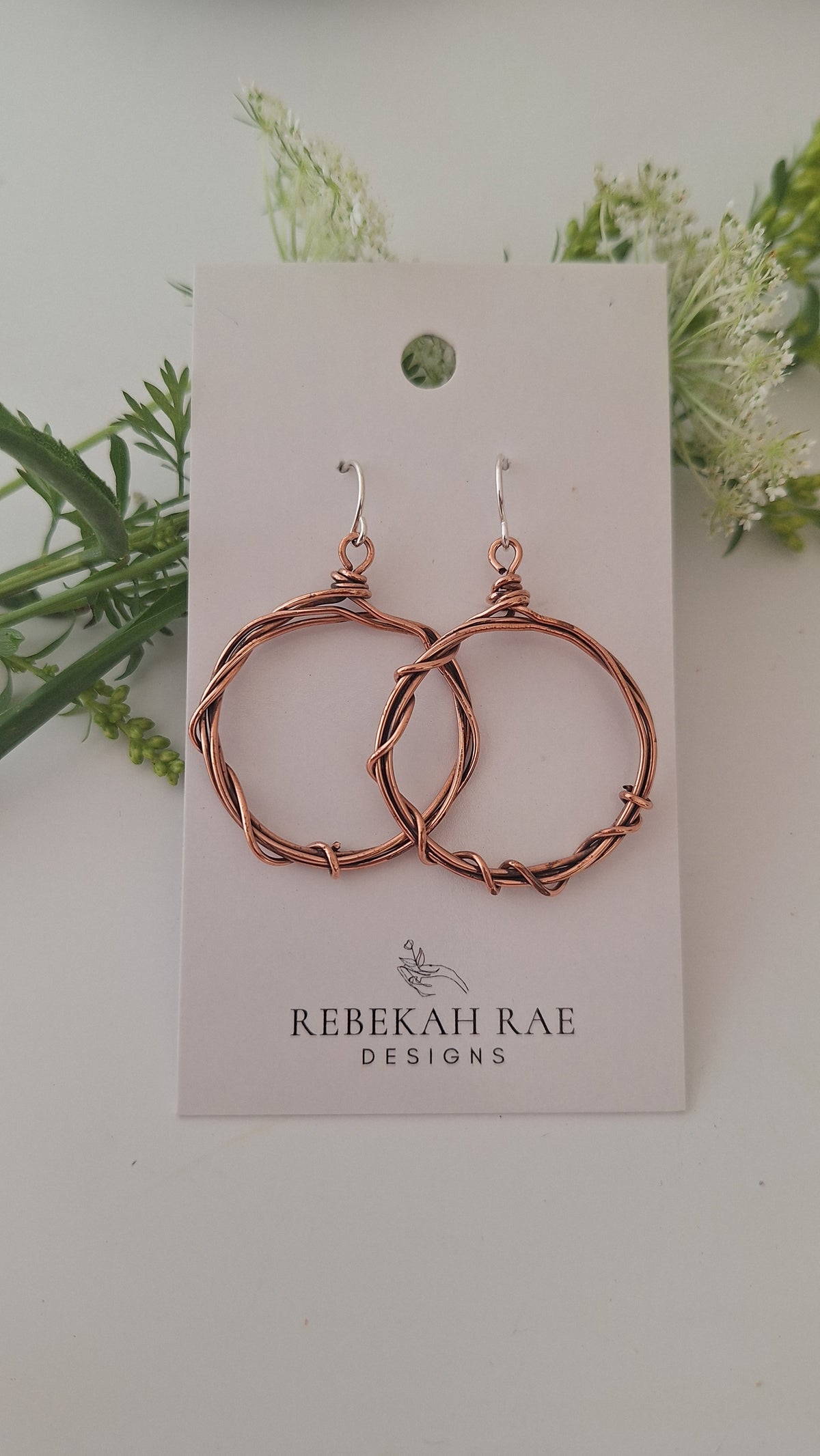 Hammered Hoop Earrings Copper