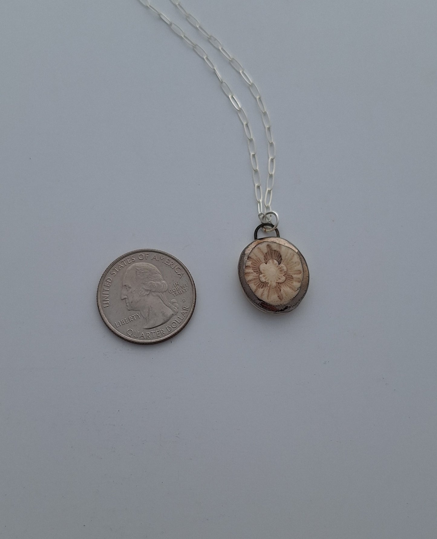 Round Necklace - Ceramic - Silver