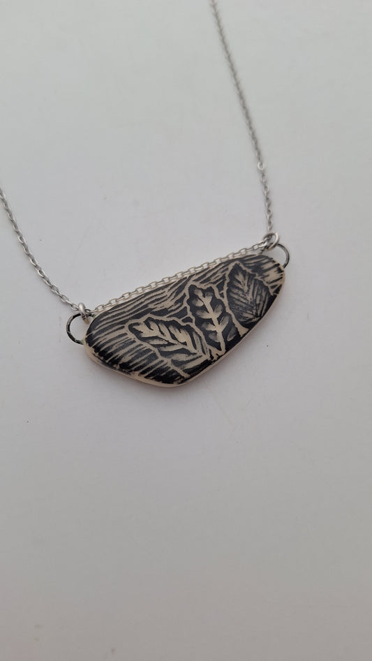 Sgraffito Fern Necklace, hand carved
