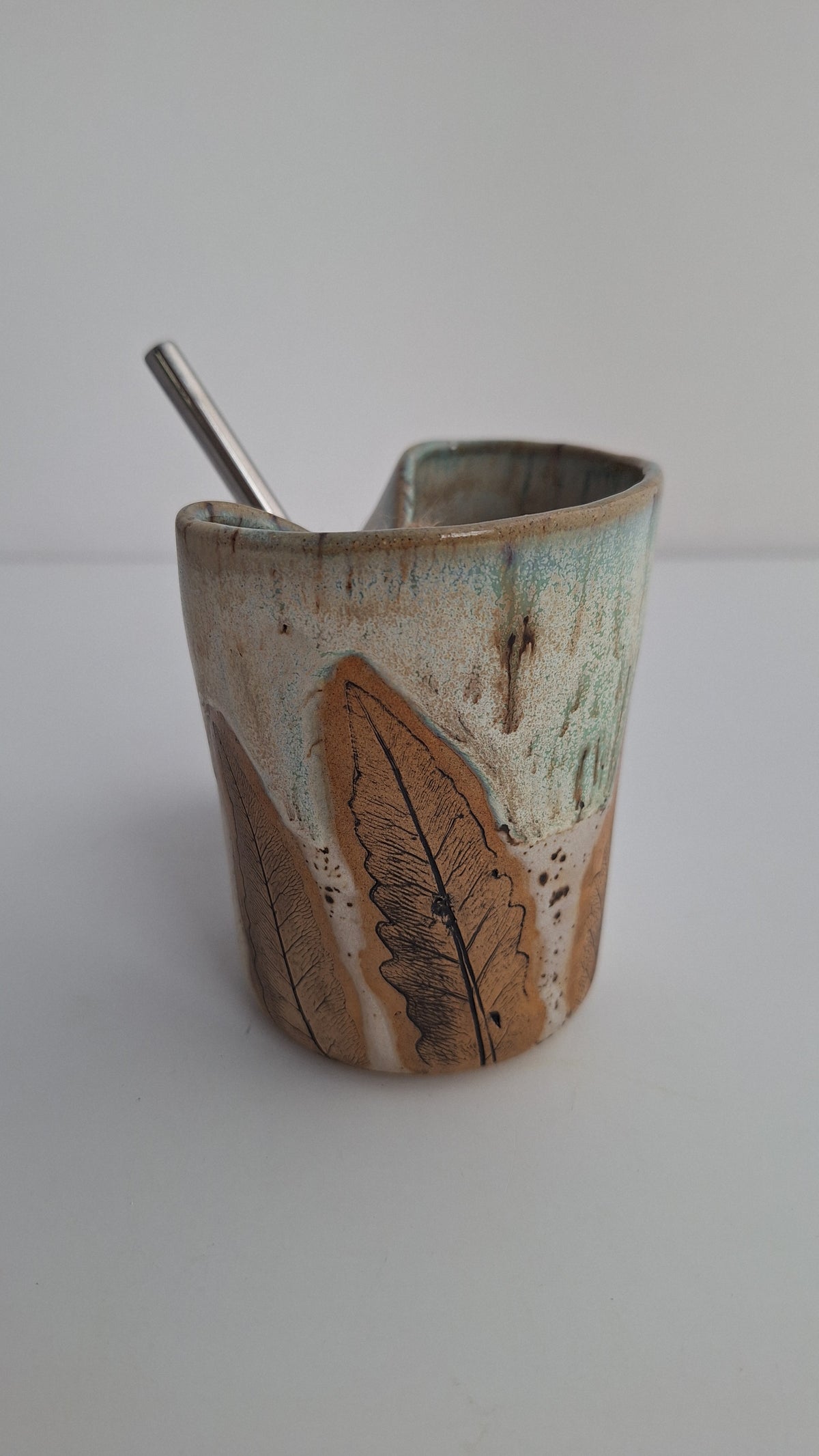 Cocktail Sipper - Botanical Imprint, sensitive ferns - straw included