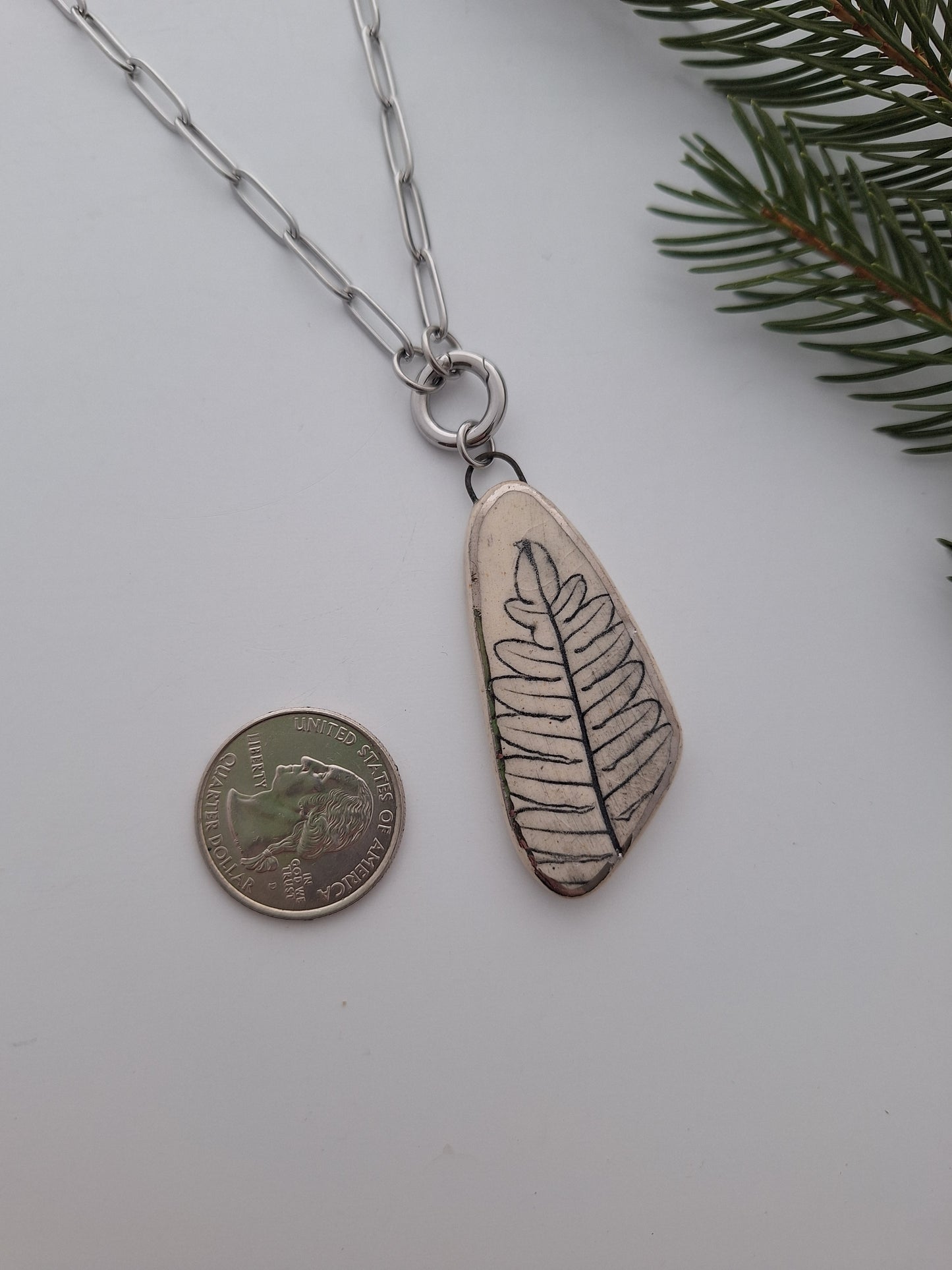 Braken Fern Ceramic Necklace
