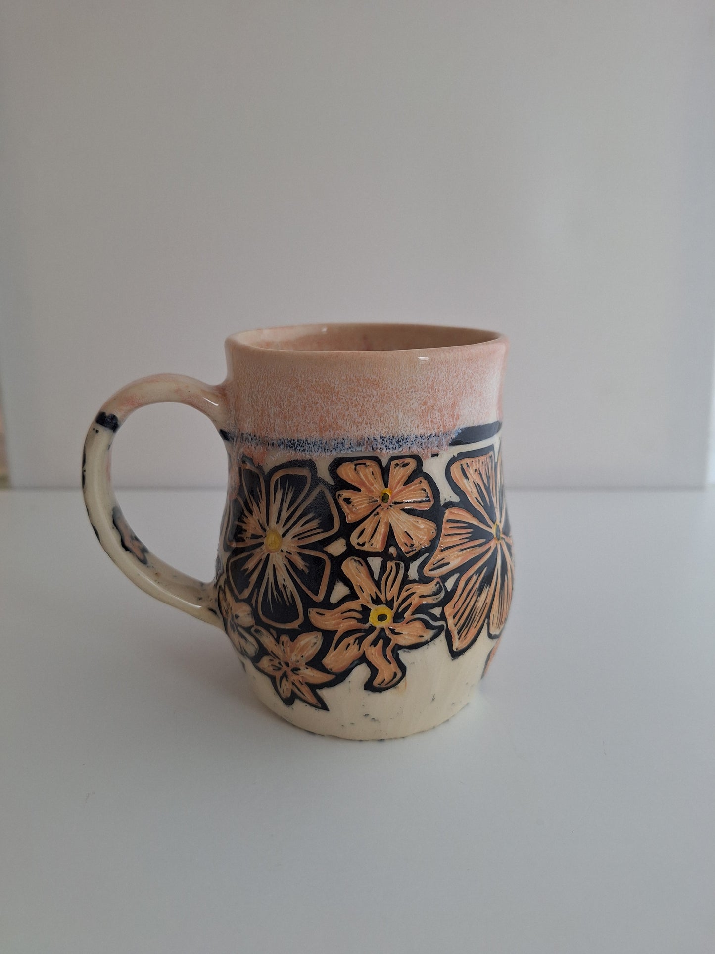 Hand-carved No Rain No Flowers Mug