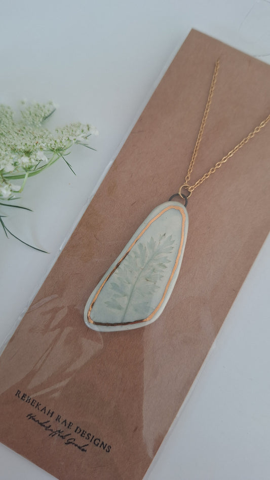 Botanical Imprint Necklace, ceramic