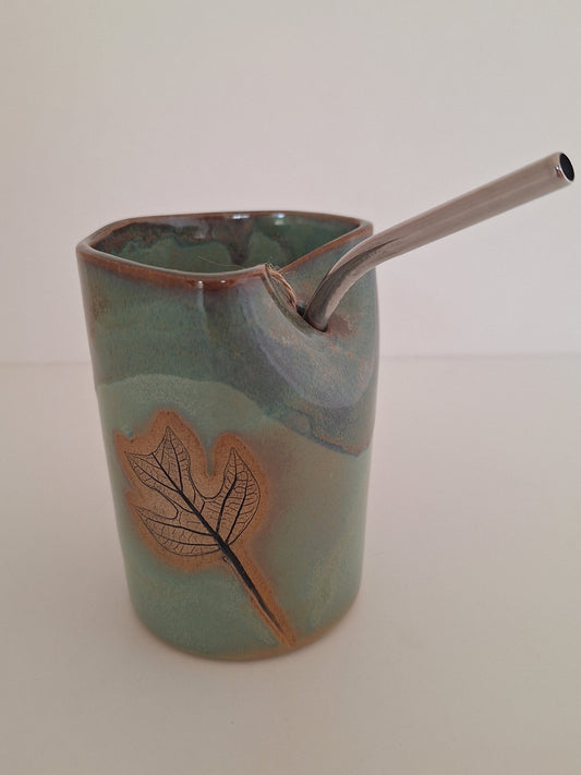 Cocktail Sipper - Botanical Imprint, tulip poplar - straw included
