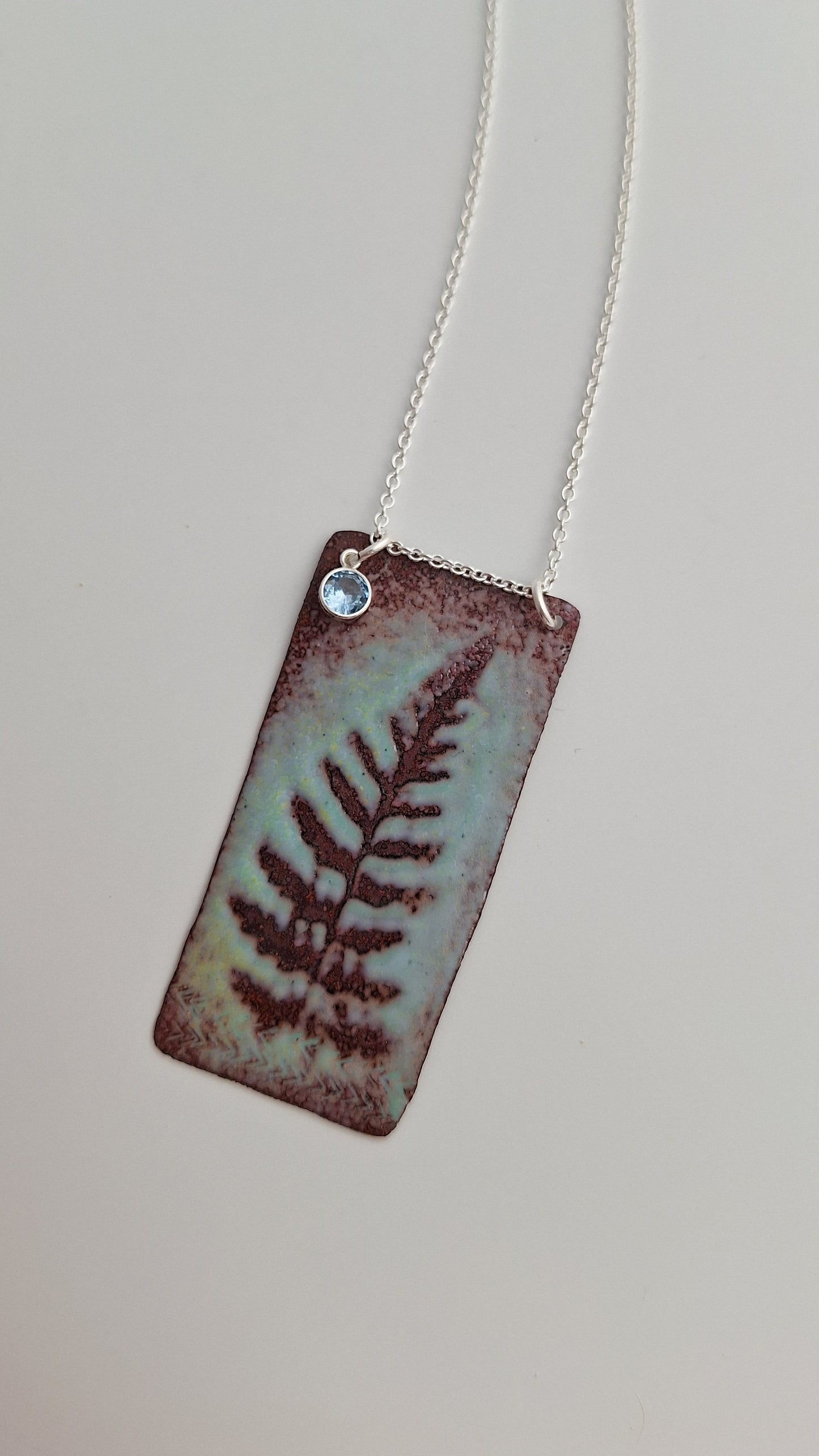 Patinaed Blue Fern Necklace