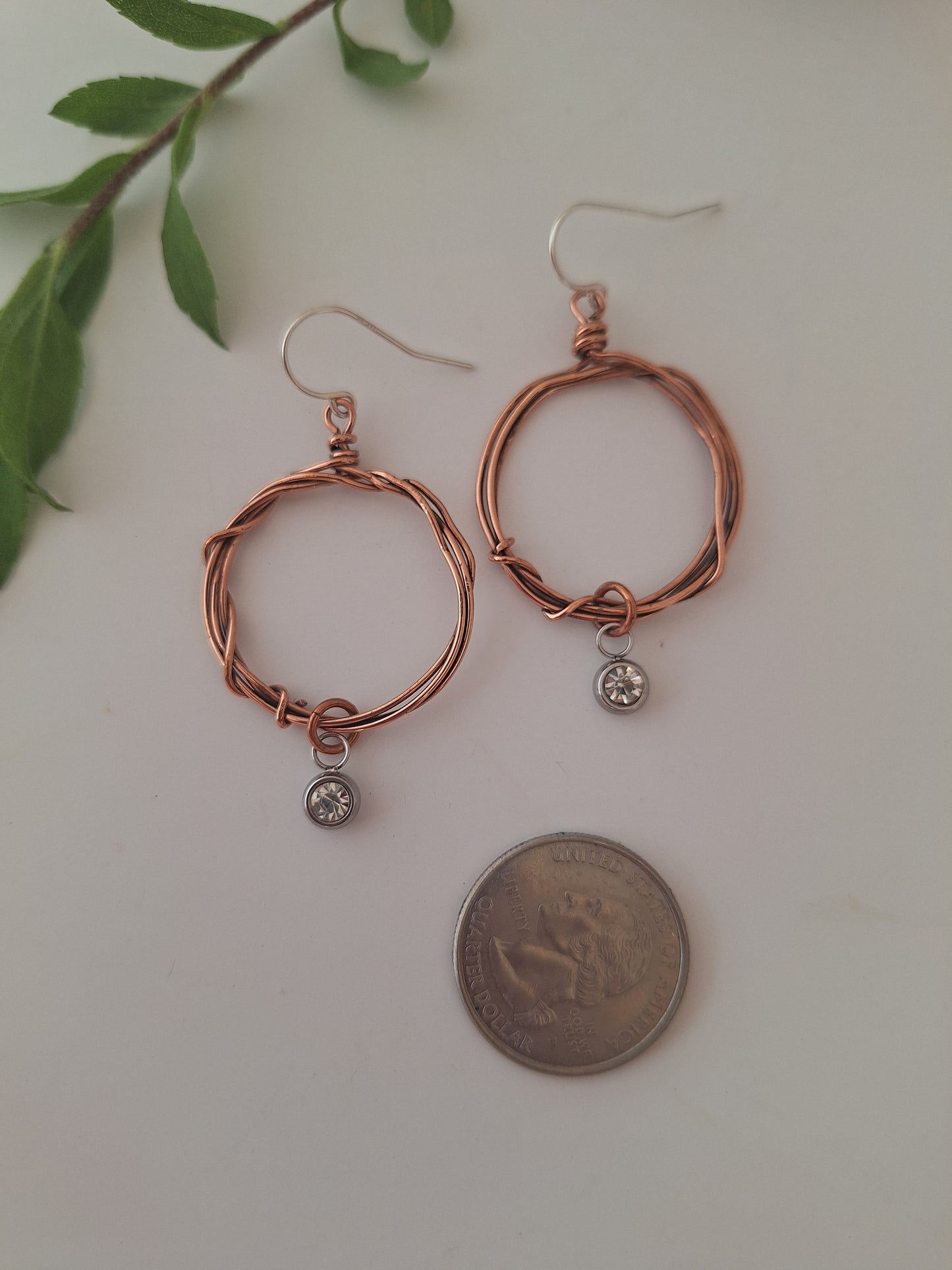 Hammered Hoop Earrings with gems